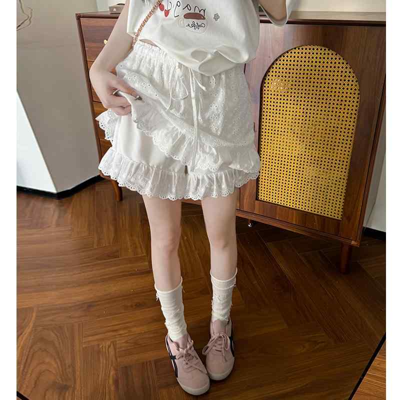 スカート レディース 白 レース Aライン ミニスカート チュールスカート ギャザースカート ふんわり かわいい カジュアル 春夏