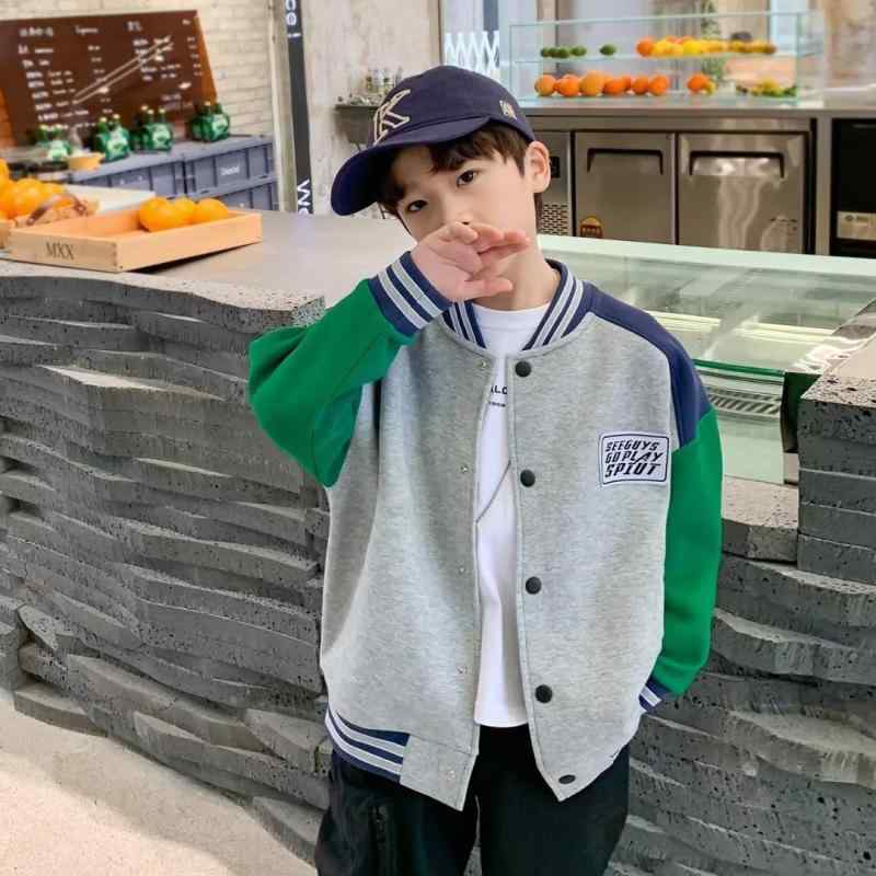 子供服 ジャケット 男の子 アウター 立襟 配色 切り替え 8歳以上 中大童 ボーイズ 長袖 スポーティー カジュアル スタイル 普段使い ポリエステル 綿 混紡 秋