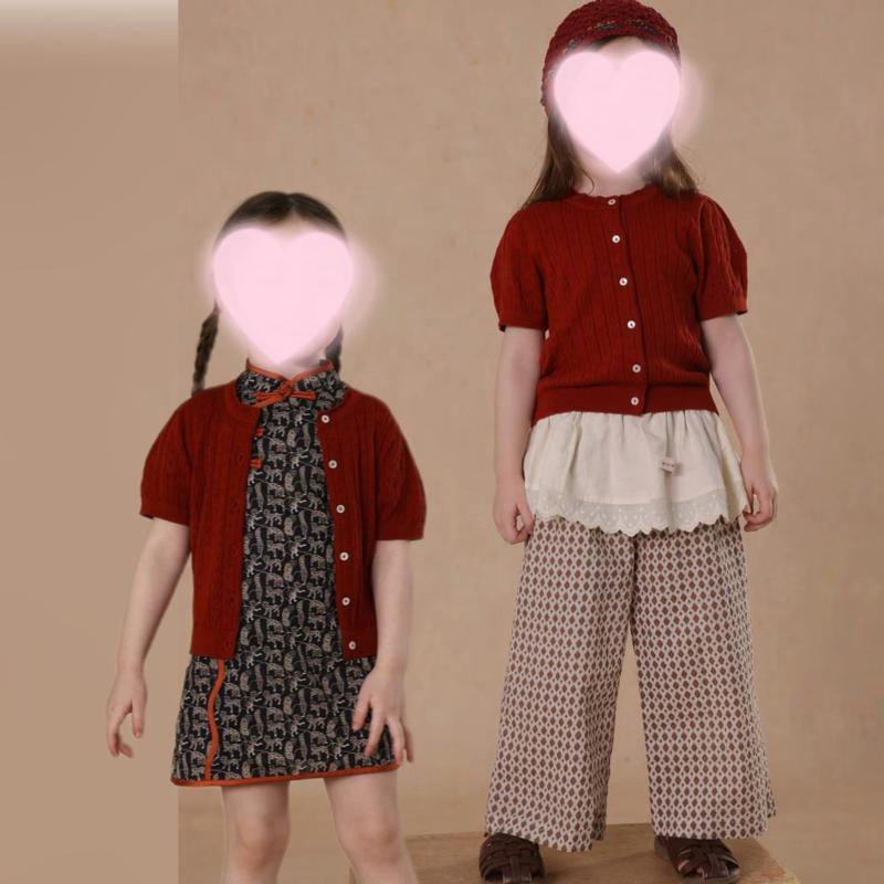 ニット カーディガン キッズ 女の子 子供服 春夏 薄手 半袖 花柄 レース かわいい 接触冷感 冷房対策 紫外線対策