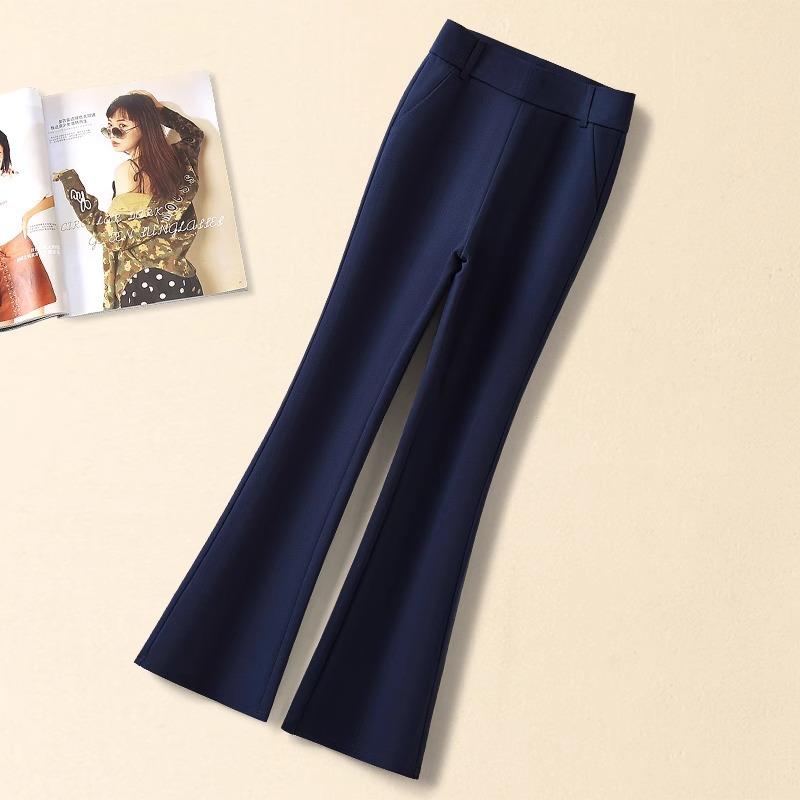 パンツ レディース 秋冬 高 Leggings ウエスト 9分丈 カジュアル 厚手 裏起毛 ストレッチ ストレート ベルボトム 黒 紺 仕事着 普段使い