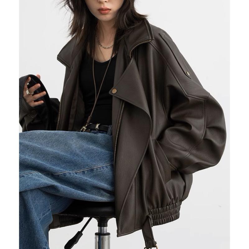 ジャケット レディース 秋冬 ライダース ブルゾン rétro レザージャケット アウター 長袖 ショート丈 トップス 普段使い|イーマイショップ