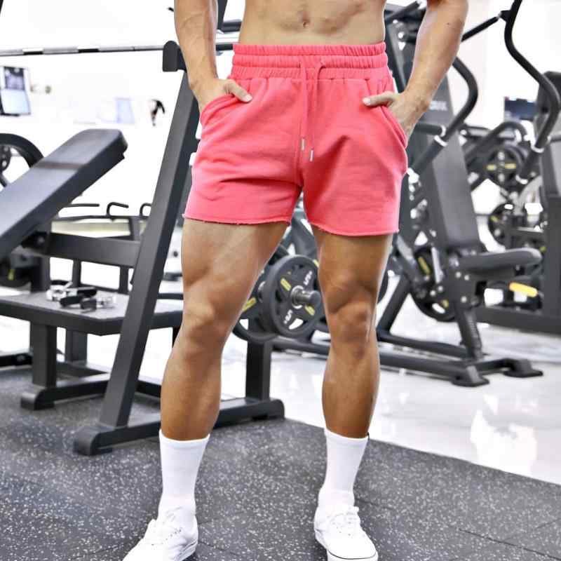 ハーフパンツ 男性用 トレーニングパンツ スポーツウェア ジム 筋トレ コットン 伸縮性 タイト ブラック グレー ピンク系 イエロー チャコール