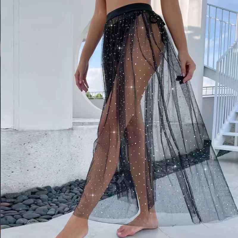 スカート レディース チュールスカート ロングスカート ブラック 黒色 白色 夏服 サマースカート 海 リゾート 旅行 プリンセスライン 幾何学模様