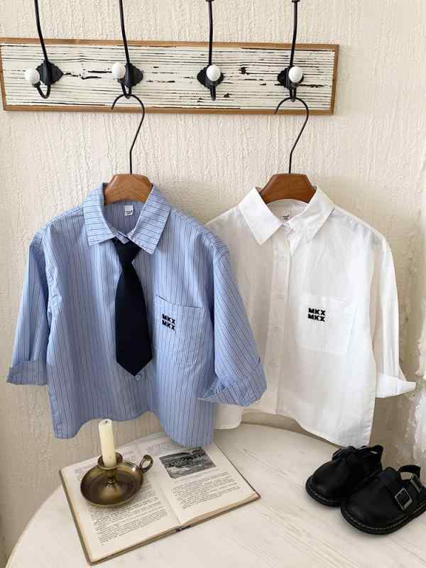 子供服 シャツ 男の子 春秋 ストライプ トップス 子供 コットン 95% 長袖 8歳以上 ブルー系 100cm 110cm 120cm 130cm 140cm 150cm 柔らかい 通園 普段使い
