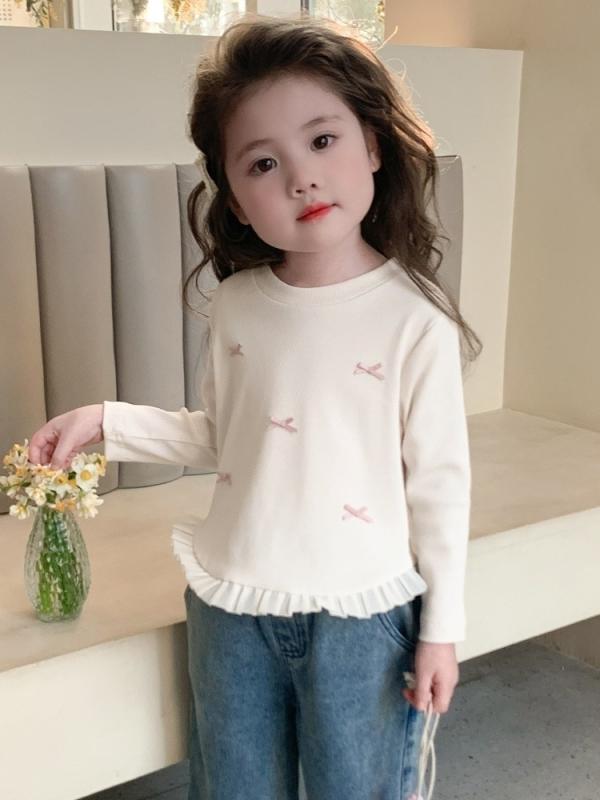 Tシャツ キッズ 女の子 長袖 春秋 子供服 カットソー 女児 ベビー 春服 花柄 レース トップス かわいい おしゃれ 普段着