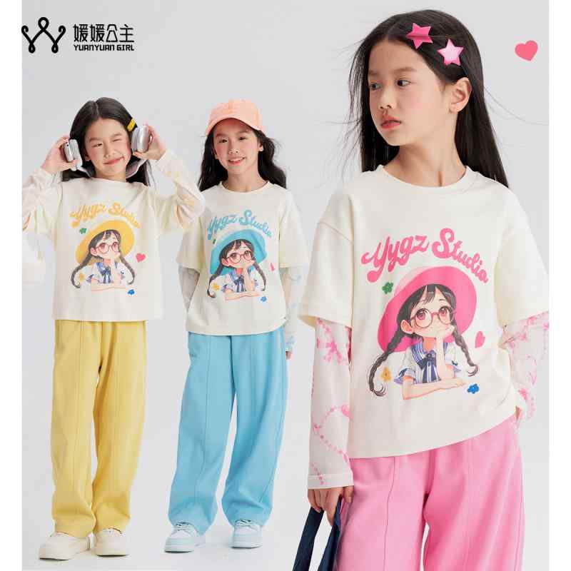 子供服 Tシャツ 長袖 春物 キッズ 女の子 かわいい カートゥーン プリント トップス カットソー 通園 通学 普段使い 綿混紡 吸湿速乾 110cm 120cm 130cm 140cm 150cm 160cm 170cm