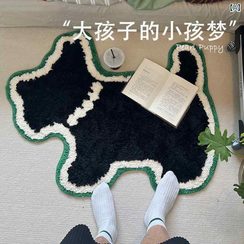 ラグ フレンチスタイル かわいい犬 フレンチブルドッグ スヌーザー 植? 柔軟 防滑 吸水 耐汚れ ポリエステル ベッドサイド 床下 フラワーパターン 動物モチーフ ピンク系 アイボリー グレー 丸型 長方形 寝室 居間 書斎 キッチン バスルーム 玄関