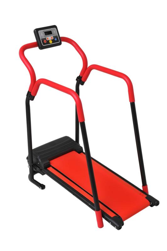 クロススポーツ(Cross Sports) 電動ルームウォーカー レッド 幅55×奥行111.5×高さ113cm 手摺付き ウォーキングマシン ジム トレーニング 有酸素運動 自宅 1km/hから6km/h ジョギング 選べる2コース 安