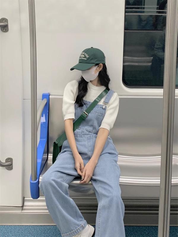 デニム レディース オーバーオール 高身長 小柄 デニムパンツ ジーンズ ジーパン ワイドレッグパンツ ストレート 高見え ゆったり カジュアル 通勤 コットン 綿 ズボン ボトムス 春夏