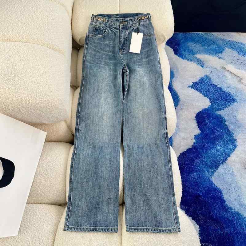 レディース 牛仔パンツ デニム 直筒型 ハイウエスト ワイドレッグ 長丈 春夏 ブルー 伸縮性 ポリエステル混 綿素材 普段使い 通勤対応 欧米風 カジュアルスタイル 軽量 快適 膝加工
