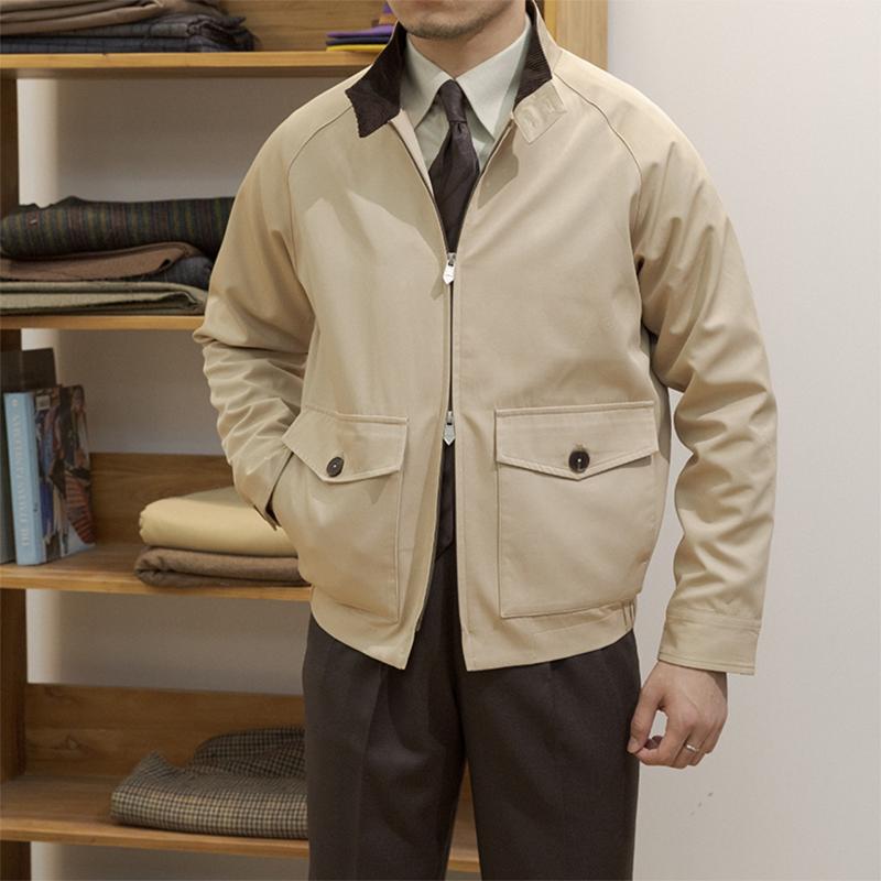 ジャケット 男性用 秋冬 ブルゾン ショート丈 レトロ 防水 防風 保温 スタンドカラー カジュアル 羽織り 綿