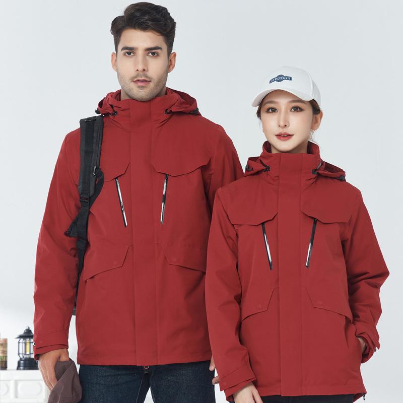 マウンテンパーカー 男女兼用 防風 防水 保温 取り外し可能 ジャケット アウター 登山 釣り キャンプ カーキ色 ワインレッド 紺色 黒色 XS S M L XL XXL XXXL 4XL