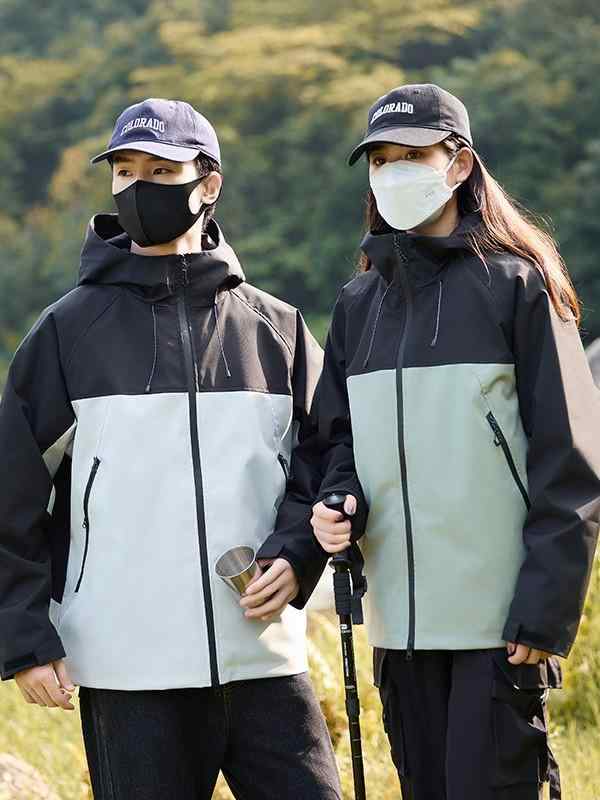 マウンテンパーカー 男女兼用 防水 防風 アウター 登山 ジャケット フリースインナー付き 3way 取り外し可能 配色 切り替え フード付き 秋冬