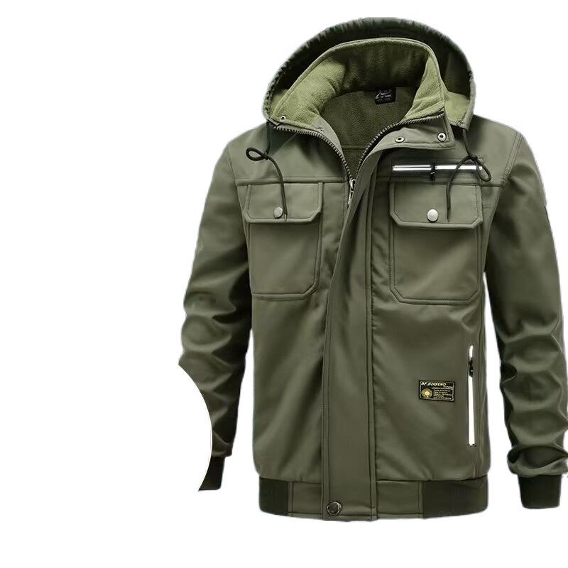 マウンテンパーカー 防寒着 上下セット 作業着 防水 防風 裏起毛 登山 秋冬 軍緑色 黒