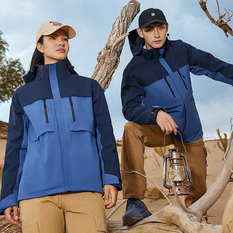 マウンテンパーカー 男女兼用 防風 保温 アウター 登山 スキー ウェア フリースインナー付き ポリエステル ペア 白 グレー