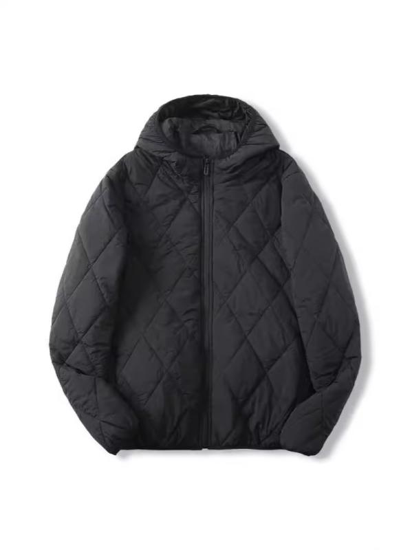 ジャケット メンズ 男性用 キルティング 蚕糸 コットン 連帽 アウター 秋冬 乳白色 黒 深灰色 紺色 普段使い