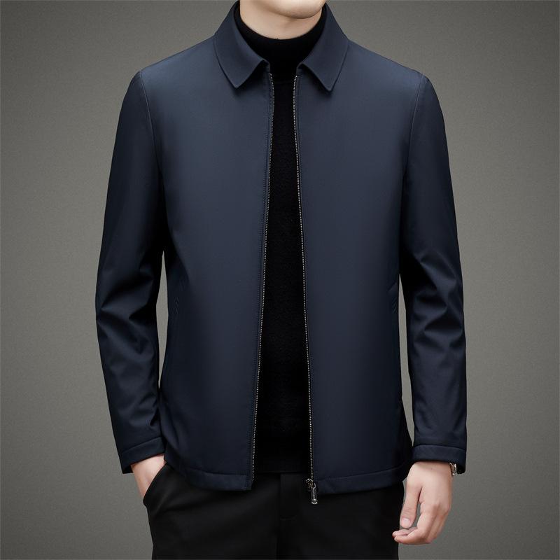 ジャケット 男性用 ダウンジャケット ビジネス 紳士服 襟付き ジッパー 中綿入り 取り外し可能 防風 防寒 透湿 アウター 紺色 ネイビー ブルー M L XL 2XL 3XL 4XL 秋冬