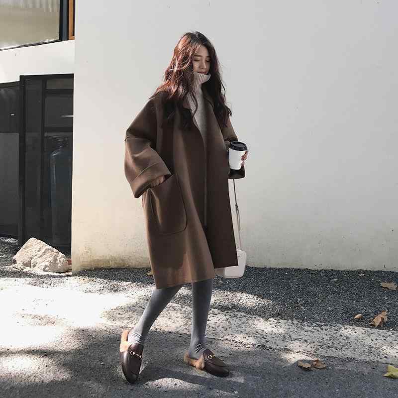 コート レディース 大きいサイズ 秋冬 韓国風 ケープコート ゆったり ミドル丈 ウール アウター ブラック コーヒー色 M L XL 2XL 3XL 4XL