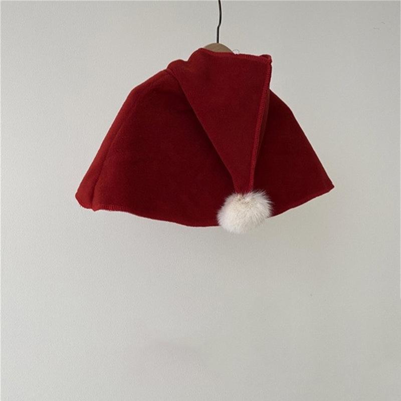 ベビー ポンチョ 秋冬 クリスマス 新年 厚手 かわいい 綿製 フード付き ケープ アウター 赤ちゃん 女の子 男の子 66 73 80 90 杏色 レッド お出かけ