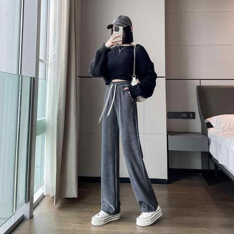 パンツ レディース 秋冬 コーデュロイ ワイドレッグパンツ ハイウエスト ゆったり 普段使い リラックスパンツ ロングパンツ グレー ブラック ベージュ