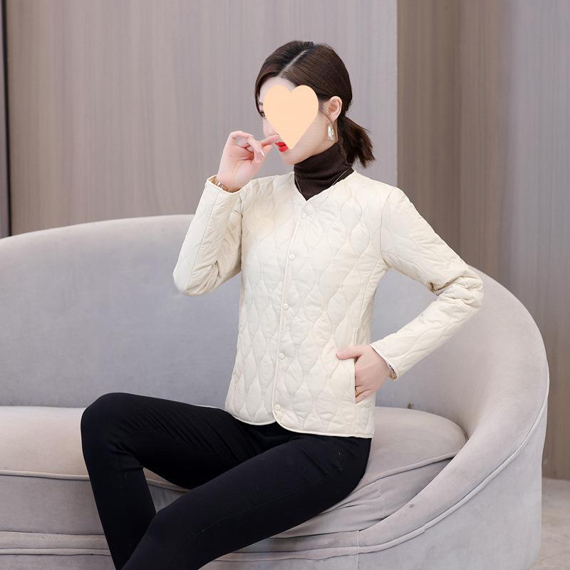 ダウンジャケット レディース 秋冬 ショート丈 菱形 キルティング 軽量 中綿 コート ゆったり ピンク系 ブラック