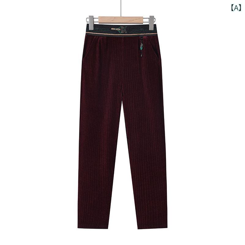 パンツ レディース 中高年向け ストレートパンツ 裏起毛 高齢者向け あったか ズボン ゆったり 体型カバー 大きいサイズ ブラック 黒 ブラウン 茶色 赤 レッド XL 2XL 3XL 4XL 5XL