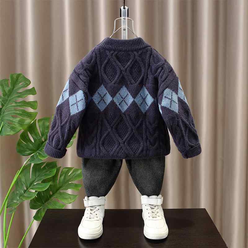 ニット 子供服 男の子 ニットセーター 裏起毛 厚手 冬服 韓国風 トップス 普段着 通園 通学 90cm 100cm 110cm 120cm 130cm 140cm 150cm