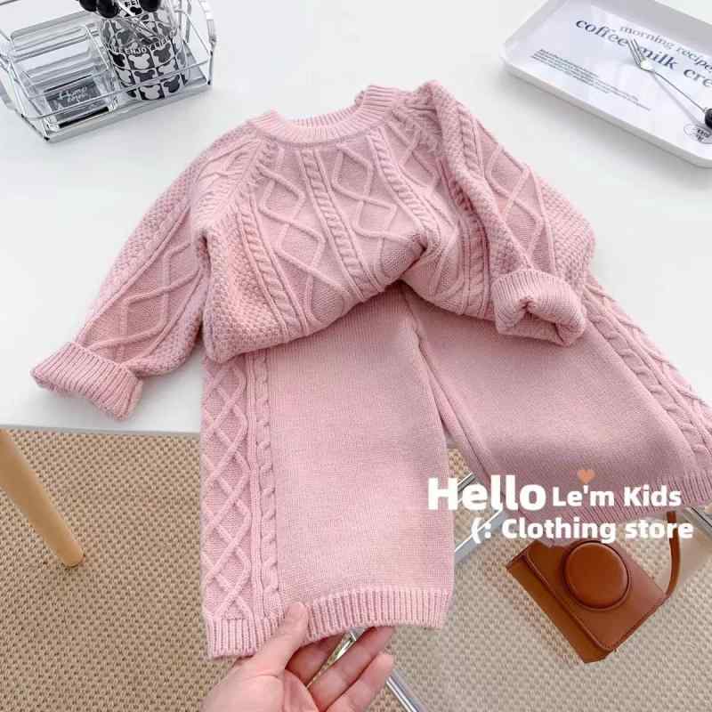 子供服 ニット セットアップ 秋冬 韓国風 女の子 ニット セーター ニット パンツ 2点セット かわいい おしゃれ 普段着 部屋着 ピンク系 ベージュ系