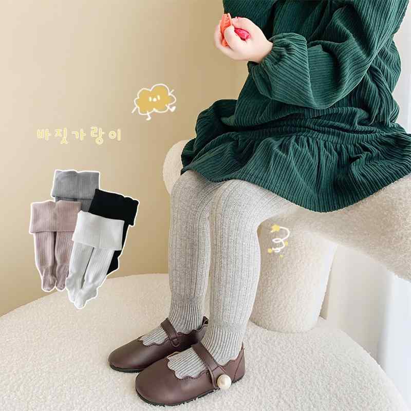 子供服 女の子 裏起毛 あったか ワイドリブ タイツ 一体型 レギンス 厚手 冬用 かわいい ガールズ 女児 キッズ スパッツ 100 110 125 140cm 白 灰色 黒 ピンク