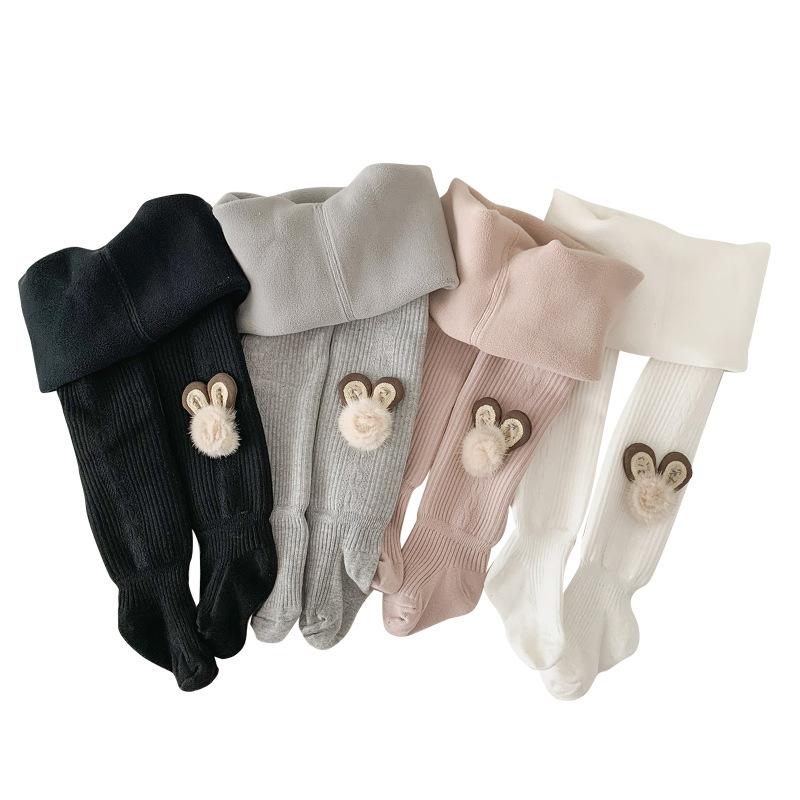 タイツ キッズ 女児 裏起毛 厚手 ベビー レギンス 大 Elastic ニット あったか 冬用 スパッツ 女の子 子供服 かわいい ストライプ 綿 70 80 90 100 110 120 130 白 黒 グレー ピンク