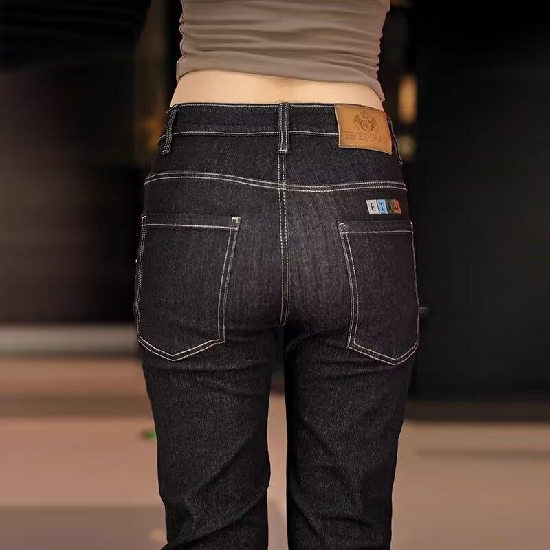デニム メンズ パンツ ズボン 男性用 ストレッチ スリム ブラック 黒 春 直筒