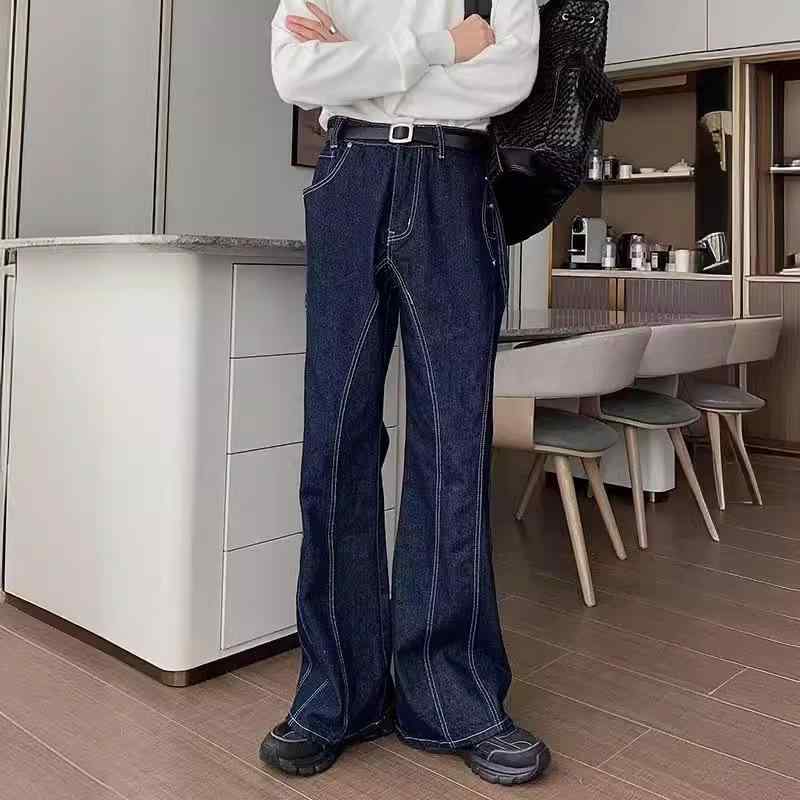 デニム メンズ ストレートパンツ ジーンズ ジーパン ズボン ボトムス 男性用 カジュアル スタイル 普段使い ウォッシュ加工 ブルー M L XL 2XL 3XL 春秋