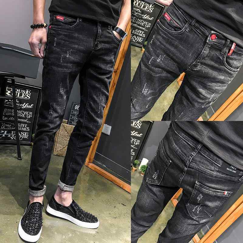 デニム メンズ ブラック デニムパンツ ジーンズ ジーパン スキニー スリム ストレッチ 伸縮性 男性用 カジュアル 黒パン