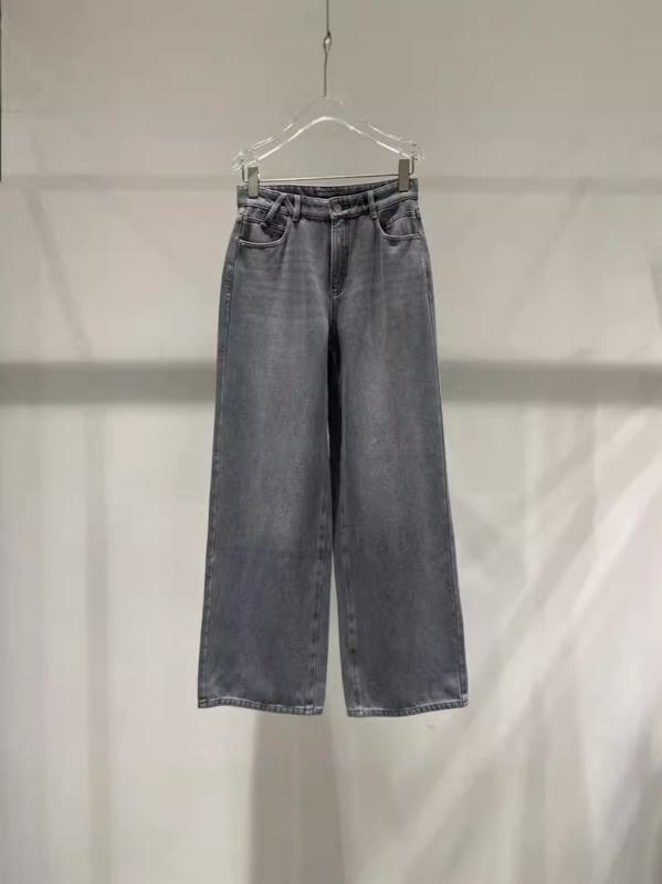 ワイドパンツ 女性用 秋冬 韓国風 デニム 長ズボン 高腰 直筒 切り替え ポケット 綿素材 微弾性 グレー 中厚 日常使い カジュアル 基本款 ハイウエスト ワイドレッグ デニムパンツ ストレッチ 快適 コーデ 人気シルエット