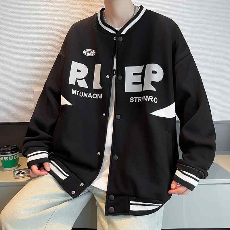 ジャケット メンズ 高校生 大学生 ボーイズ 向け コットン アウター 野球服 ジャンパー 春秋 秋冬 防寒着 リブ 裾 サイド ポケット