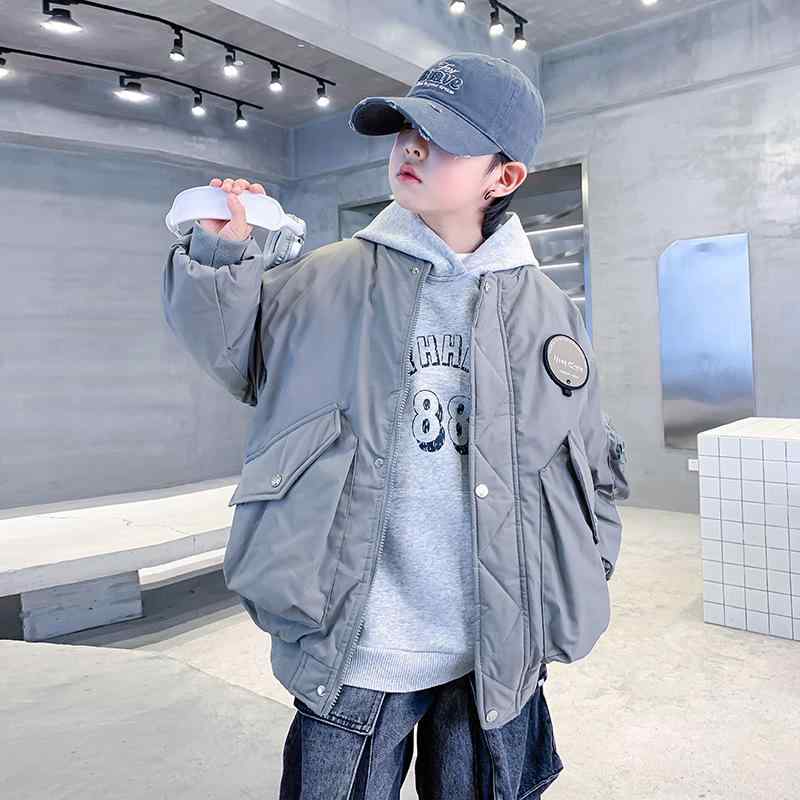 子供服 コットンジャケット 男の子 中綿入り 野球ジャケット 厚手 冬 工装 ジャンパー アウター 防寒 撥水 110cm 120cm 130cm 140cm 150cm 160cm 170cm