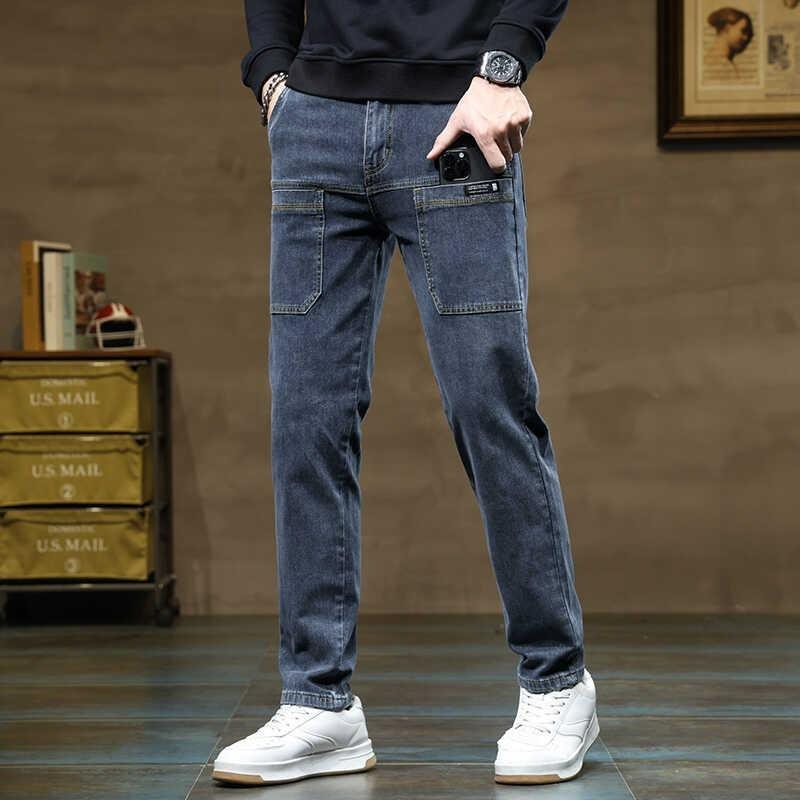 デニム メンズ デニムパンツ ジーンズ ジーパン 男性用 ストレート 水洗い 浅藍色 藍灰色 黒灰 大? ゆったり 伸縮性 カジュアル