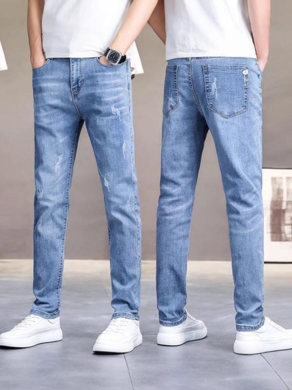 デニム メンズ ストレート ジーンズ ジーパン パンツ ズボン 男性用 スタンダード カジュアル ウォッシュ加工 ストレッチ 伸縮性 通年