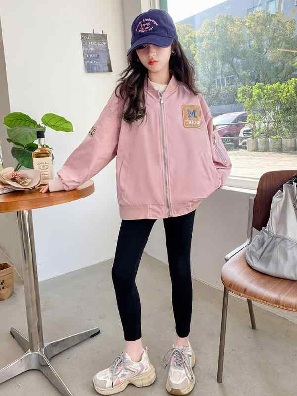 キッズ ジャケット 女の子 秋 アウター 子供服 長袖 ブルゾン ジャンパー 普段使い ゆったり ラグラン袖 カジュアル スポーティー 羽織り かわいい