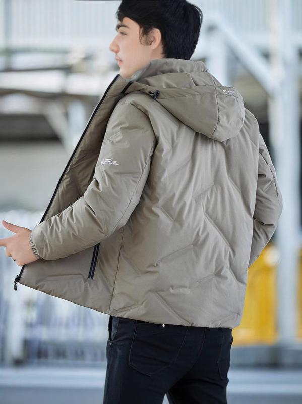 落ち込む上衣 メンズ 成人男性用 冬期 アウター 韓国 流行り物 あったか 白ダックダウン 練りあわせる型 無地 日常着 雨合羽 聚??? 黒 カーキ色 深薄墨色