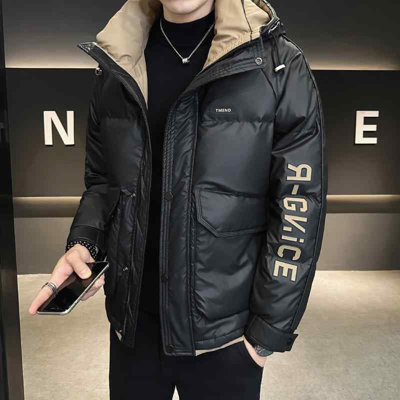 ダウンジャケット メンズ 男性用 フード付き アウター 秋冬 防寒 暖かい 厚手 合体型 普段使い アウトドア ブラック グリーン