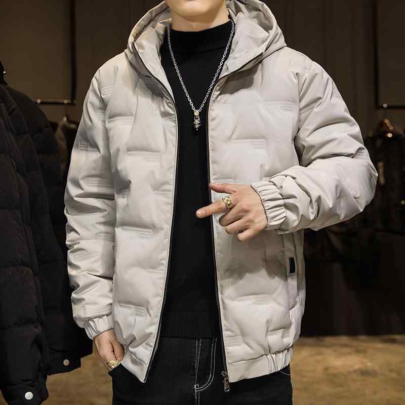 落ち込む上衣 メンズ 韓国風 ゆったり 遊撃手丈 ボンネット付き添い人 冬物 アウター 白ダックダウン 防寒 撥水 透湿性 防風 軽暖 無地 黒 緑 象牙色 M L XL 2XL 3XL 4XL