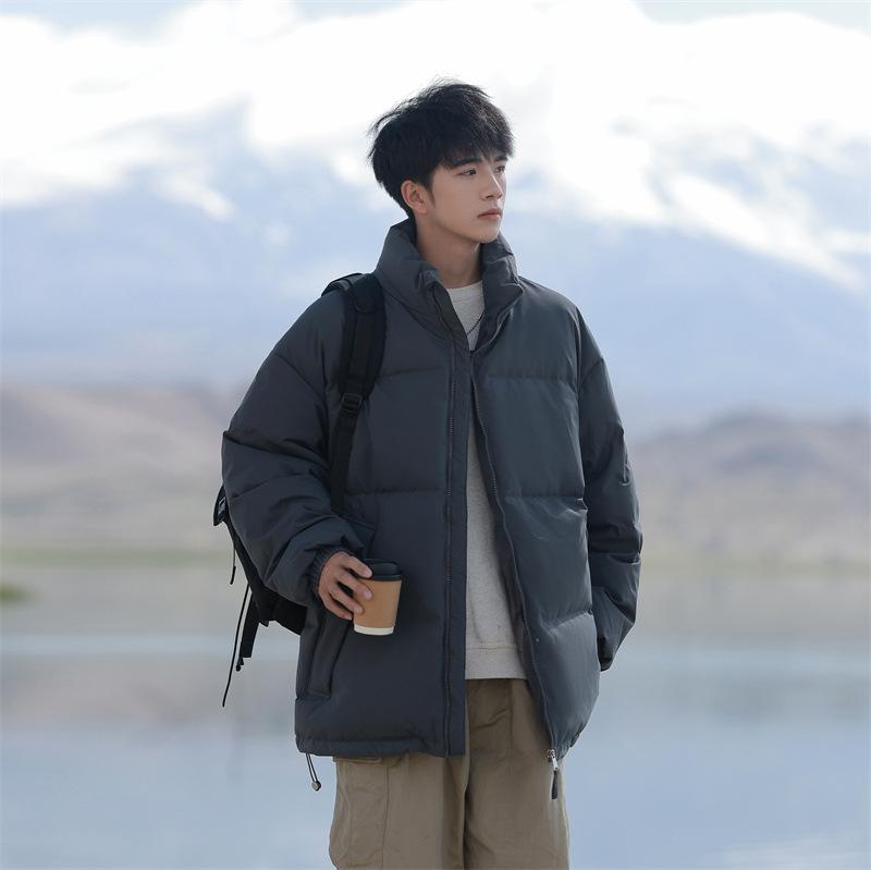 落ち込む上衣 成人男性用 秋冬 立襟 流行り物 生あたたかい 防寒 軽さ 薄墨色 黒いこと S M L XL 2XL 3XL 立体切りぬく 洗い濯ぎ機洗いもの能力のある