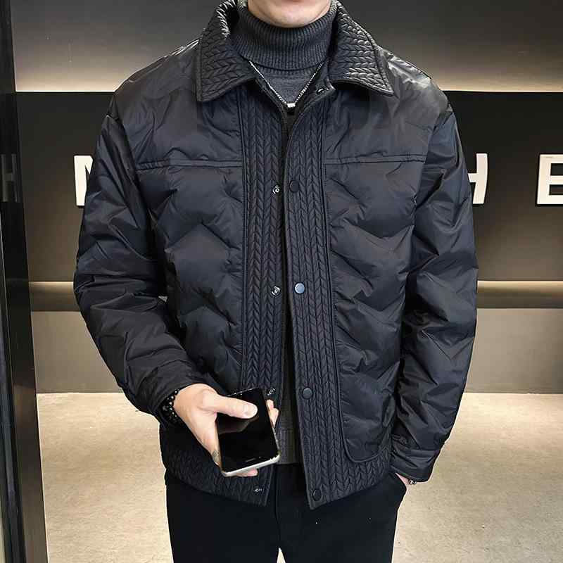 ダウンジャケット 男性用 撥水 防風 防寒 アウター 合体型 ショート丈 襟付き 黒/茶色/白 ポリエステル 冬｜イーマイショップ