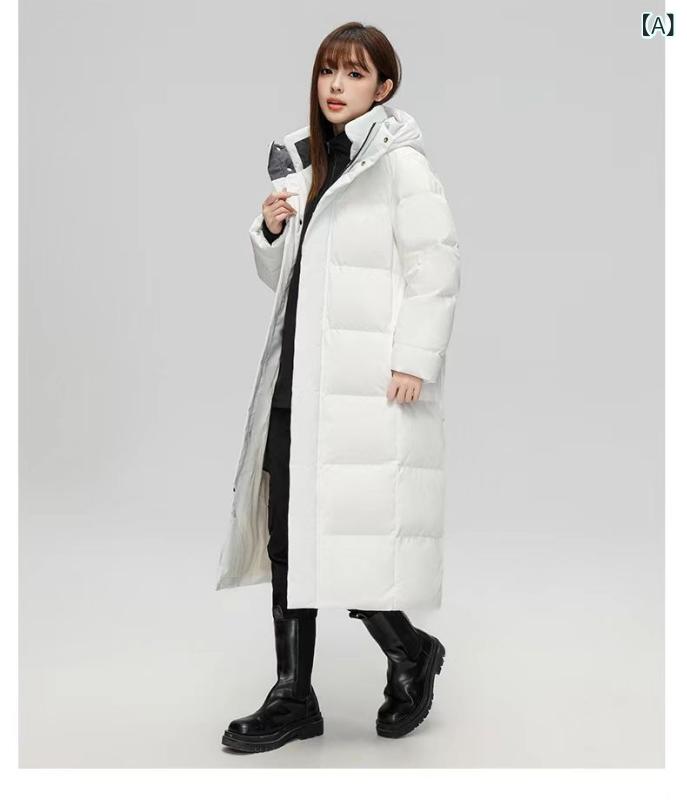 羽絨服 カップル 男性用 女性用 カジュアル ロング丈 フード付き 韓国風 アウター 防水 防風 防寒 撥水 ホワイト ブラック