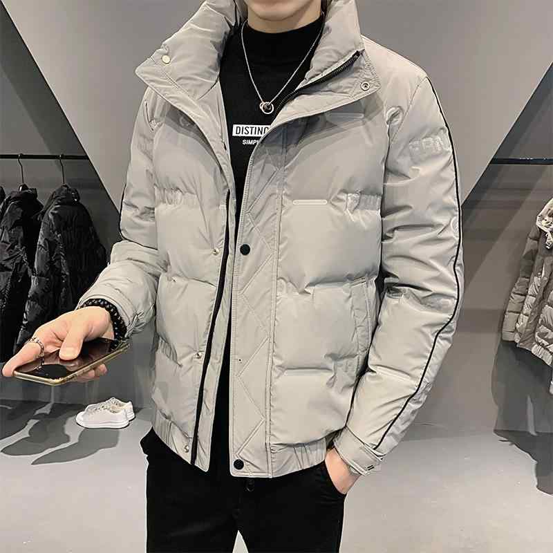 羽?服 メンズ 成人男性用 冬 立襟 遊撃手丈 生あたたかい 防寒 70％以上 ダックダウン ポリエステル 無地 薄墨色 黒 カーキ M L XL 2XL 3XL 4XL 5XL