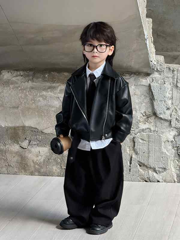 子供服 ジャケット 子供用 カジュアル ファッション レザー アウター 春秋 男の子 女の子 PUレザー 長袖 トップス ボーイズ ガールズ おしゃれ ショート丈 ライダース風