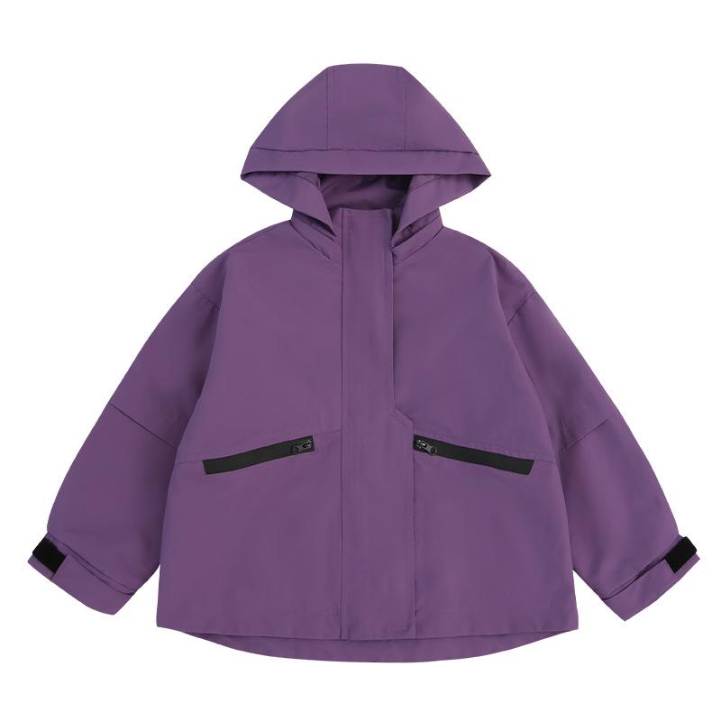 子供服 女の子 アウター 秋冬 中綿入り 裏起毛 ジャケット 韓国風 ガールズ ファッション 防寒 厚手 コート 中大童 パープル 120 130 140 150 160 170
