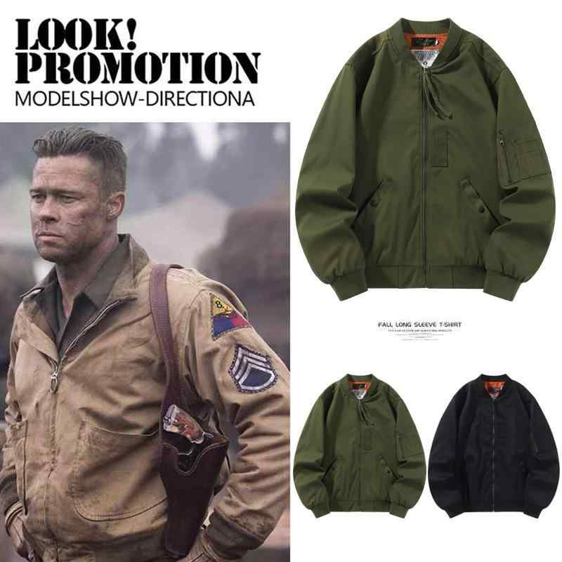 ジャケット 男性用 MA1型 フライトジャケット ミリタリー ブルゾン スタンドカラー コットン 春秋 アウター ブラック カーキ