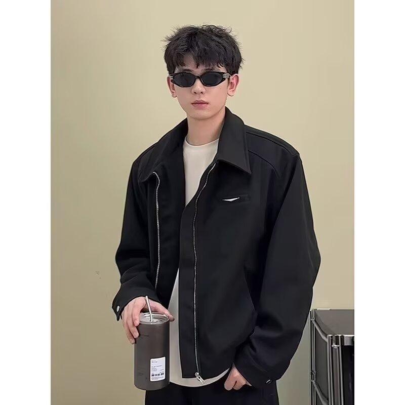 ジャケット 男性用 パイロットジャケット カーキ色 春秋 美品 復古 肩パッド 野球服 アウター 耐摩耗 防風 ?松型 ファスナー 襟付き ポリエステル プリント ブラック M L XL 2XL 3XL